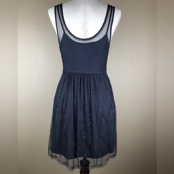 Abercrombie & Fitch Gray Beaded Mini Dress. Fully Lined. Size- XS - Picture 2 of 10